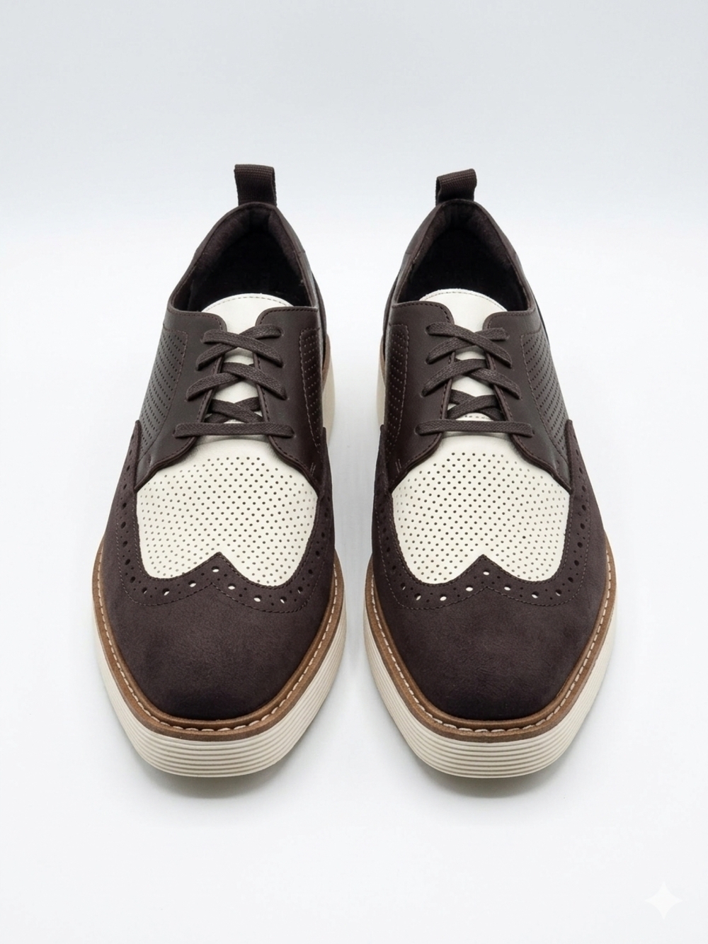 Cole Haan Women's Brown and White Perforated Wingtip Oxfords
